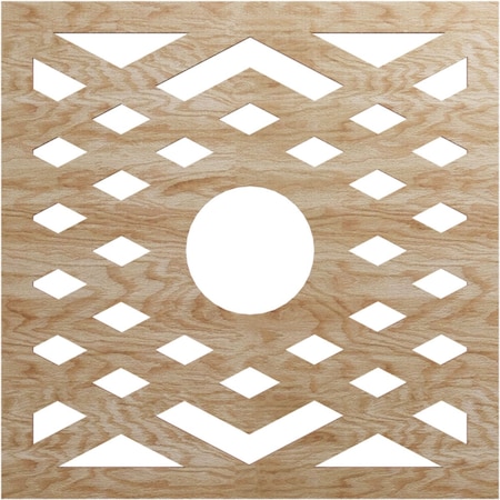 Ekena Millwork Chevron Wood Fretwork Pierced Ceiling Medallion, Red Oak, 22"OD x 5 3/4"ID x 3/8"T CMWP22X22X0375CHRO